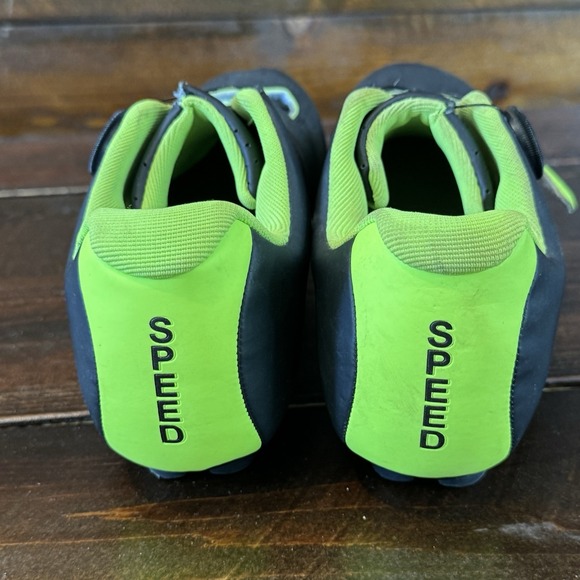 SPEED‎ Microtex Cycling Bike Bicycle Shoes Black Green 3 Bolt Size EU 43 Unisex - Picture 9 of 13